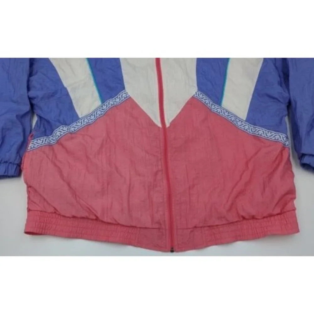 Vintage Bold Spirit Womens Nylon Windbreaker Jacket Size XL Grannycore Pastel 90